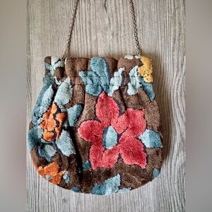 Floral Carpet Texture Tapestry Crossbody Purse Shoulder Bag Shabby Chic VTG BOHO